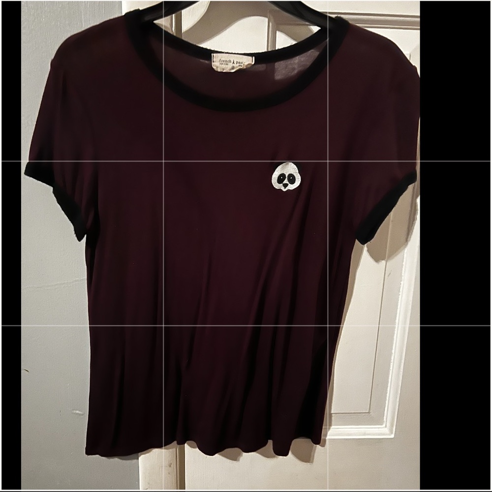 French Paris maroon panda shirt
